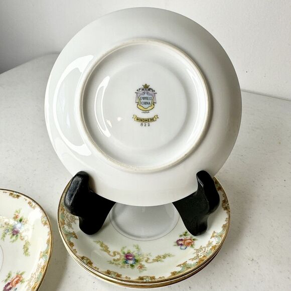 Set Of 4 Tea cup plates Only Empress China “Windmere” Japan Gold Replacement - Picture 6 of 9
